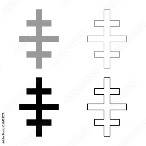 Cross papal roman church icon set black color vector illustration flat style image
