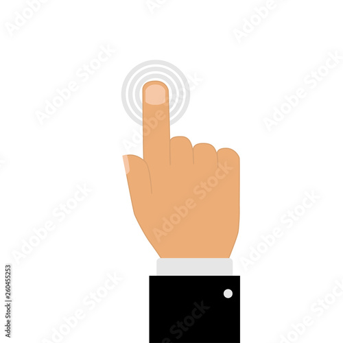 hand with pointing finger touching button background