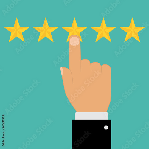 hand with pointing finger five stars class