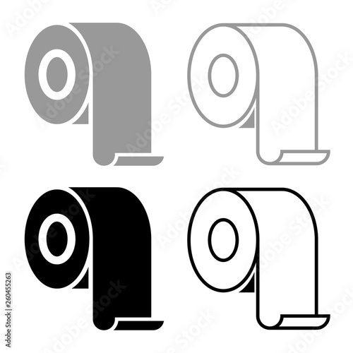 Toilet paper Roll rouleau Kitchen paper Paper roll icon set black color vector illustration flat style image