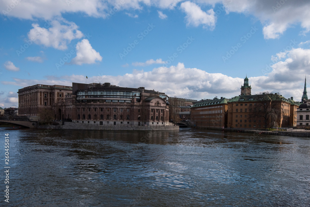 Fototapeta premium Government buildings and castle a winter day in Stockholm