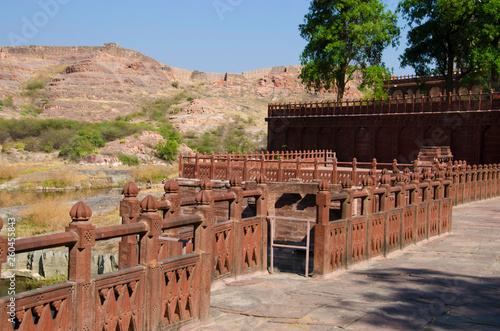 Compound wall of the Jaswant Thada, is a cenotaph, Jodhpur, Rajasthan, India.