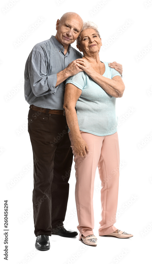 Portrait of senior couple on white background Portrait of senior couple on white background
