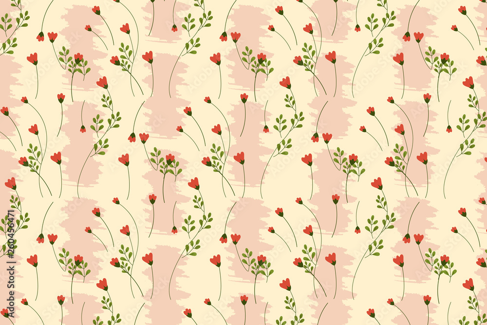 Tiny Red Flowers with Pink Background Pattern Tiny Red Flowers with Pink Background Pattern