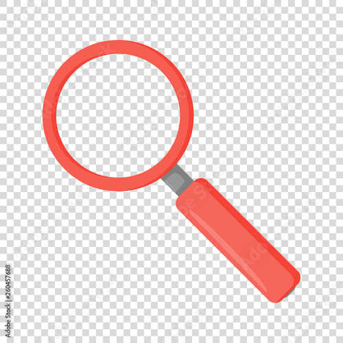 magnifying glass in flat design red colour