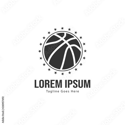Basketball logo template design. Minimalist basketball logo with modern frame