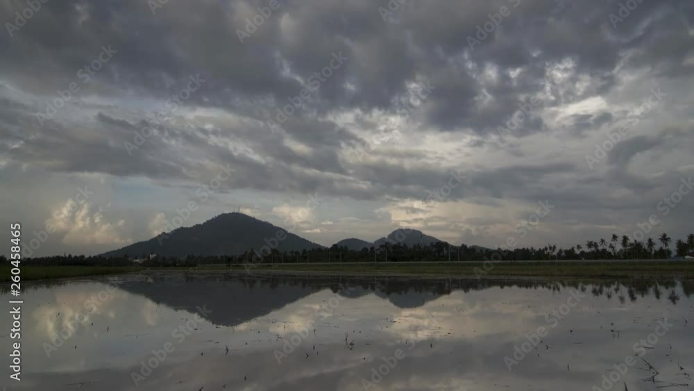 Timelapse sunrise Bukit Mertajam hill in cloudy day Timelapse sunrise Bukit Mertajam hill in cloudy day