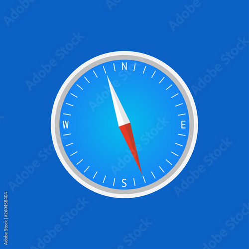 compass flat design blue background showing nord
