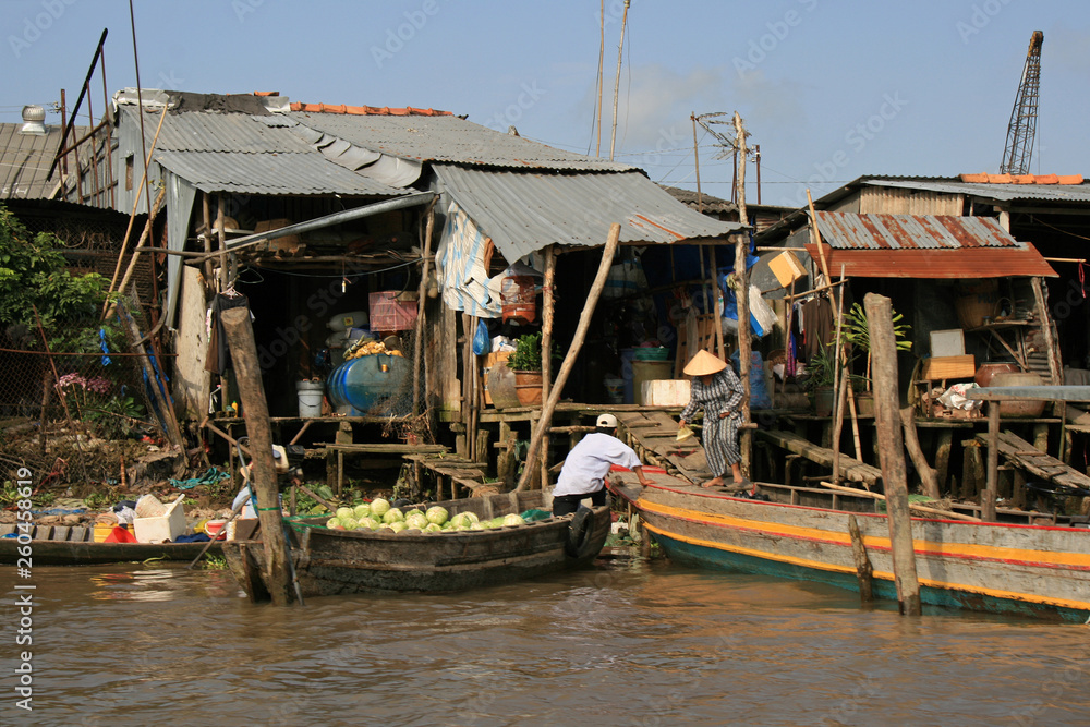 Floating market in South Vietnam 