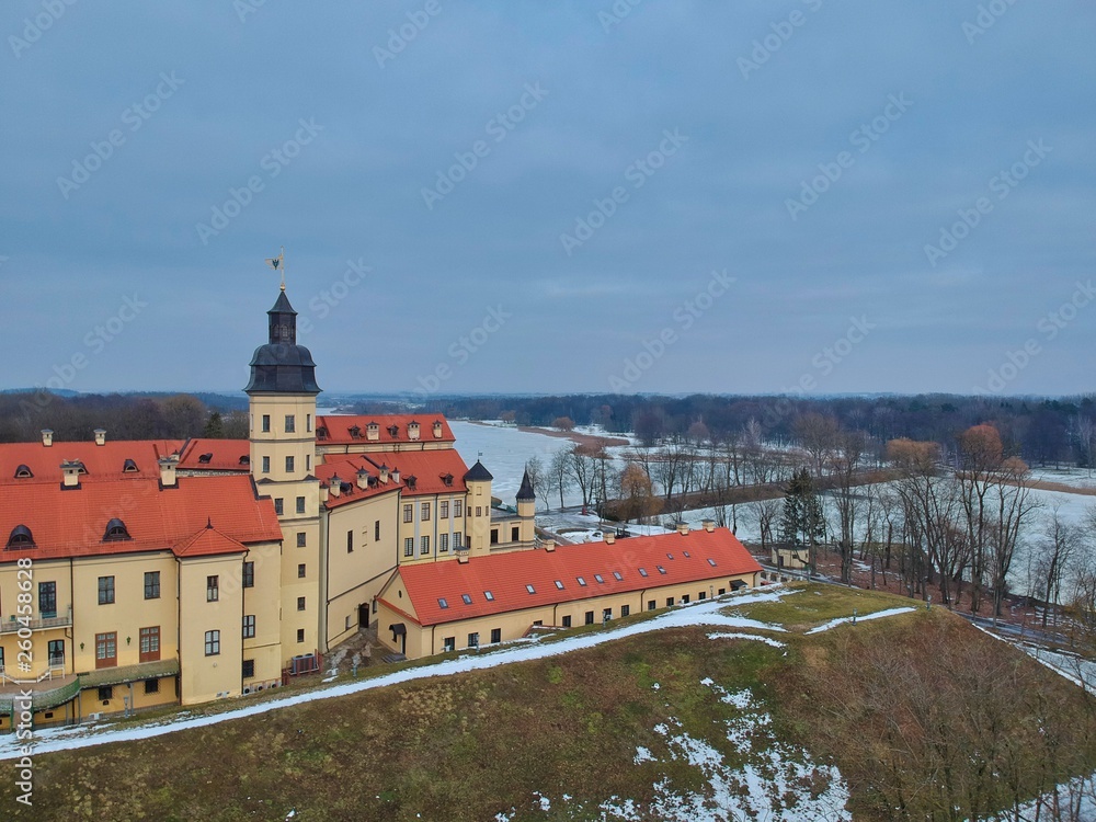 Fototapeta premium Aerial view of Nesvizh Castle, Belarus