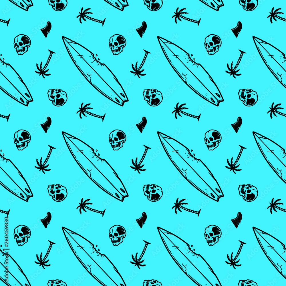 SURF STUFF SEAMLESS PATTERN BLUE BACKGROUND SURF STUFF SEAMLESS PATTERN BLUE BACKGROUND