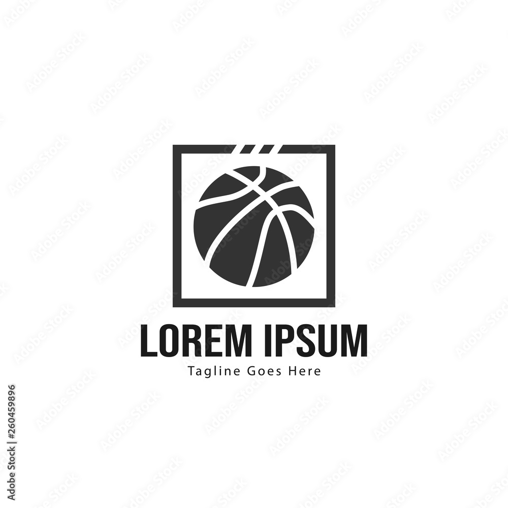 Basketball logo template design. Minimalist basketball logo with modern frame Basketball logo template design. Minimalist basketball logo with modern frame