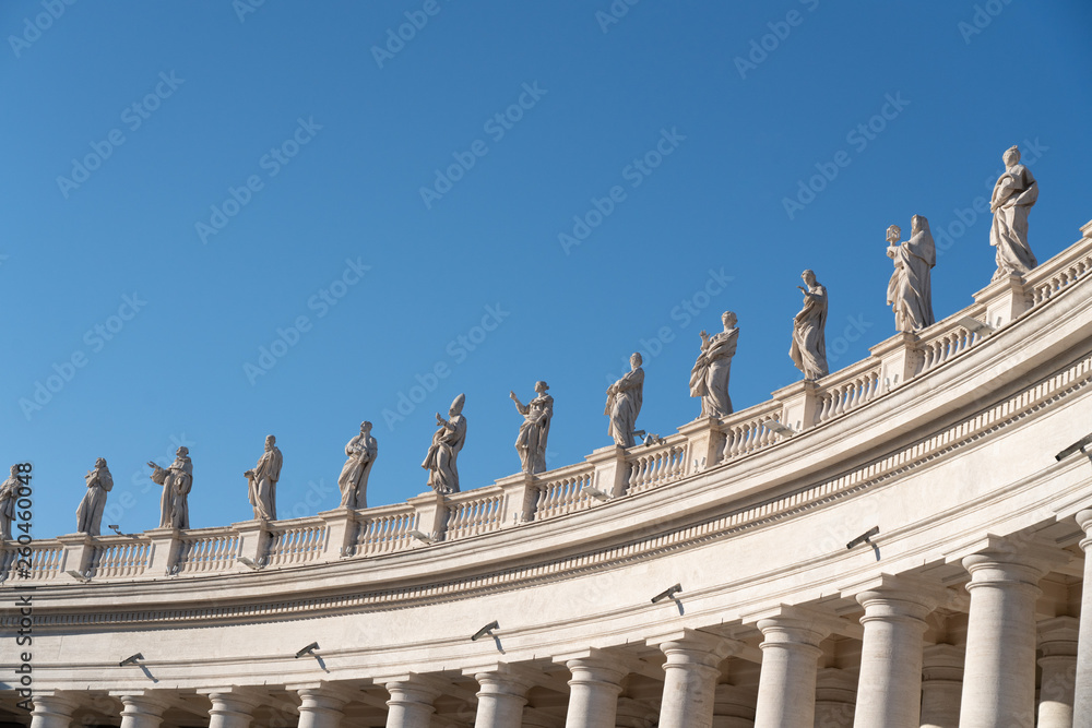 Left Wing of St. Peter's Colonnade and Statues in the Vatican City