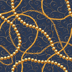 Canvas schilderij Glamour stijl patronen Barokke gouden ketting glamour achtergrond  © Olga