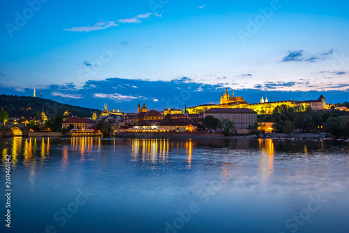 Prague old town city skyline at night in Czech Republic