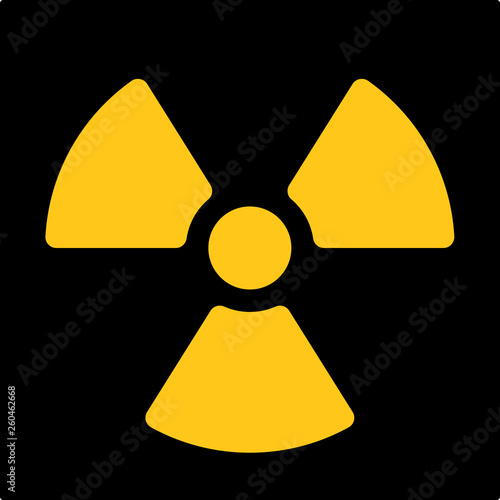 Radioactive material sign. Symbol of radiation alert, hazard or risk. Simple flat vector illustration in black and yellow