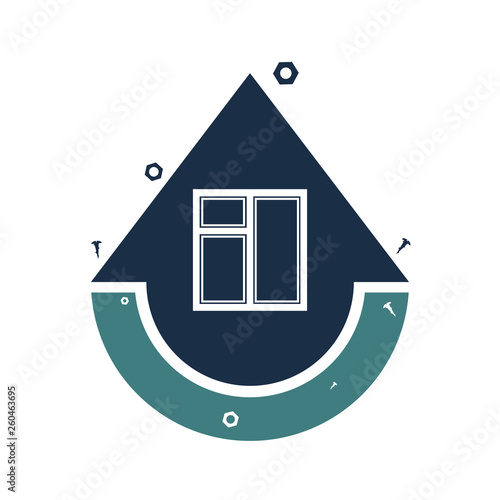 Repair services logo, icon. Window dismantle and installation. Vector illustration.