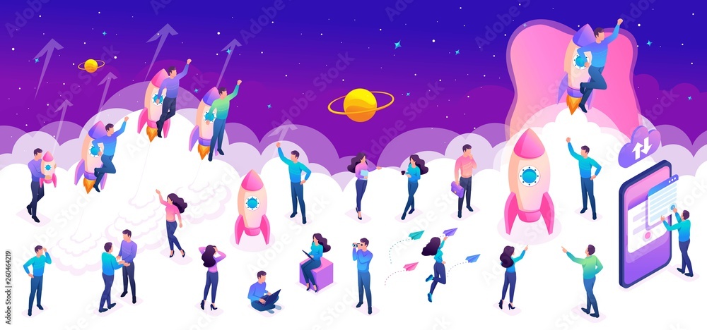 Isometric Set of Young People to Create Bright Isometric Set of Young People to Create Bright
