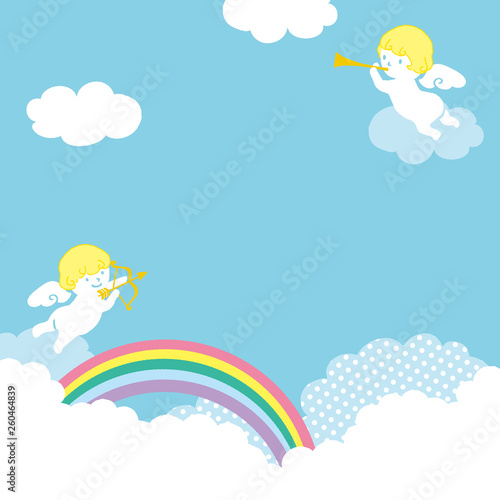 天使と空　背景イラスト