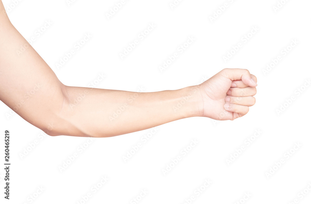 Man arm with blood veins on white background, health care and medical concept Man arm with blood veins on white background, health care and medical concept