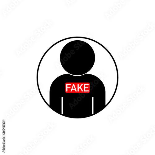 person icon in circle with fake banner