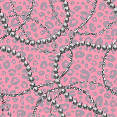 Silver chain glamour leopar...