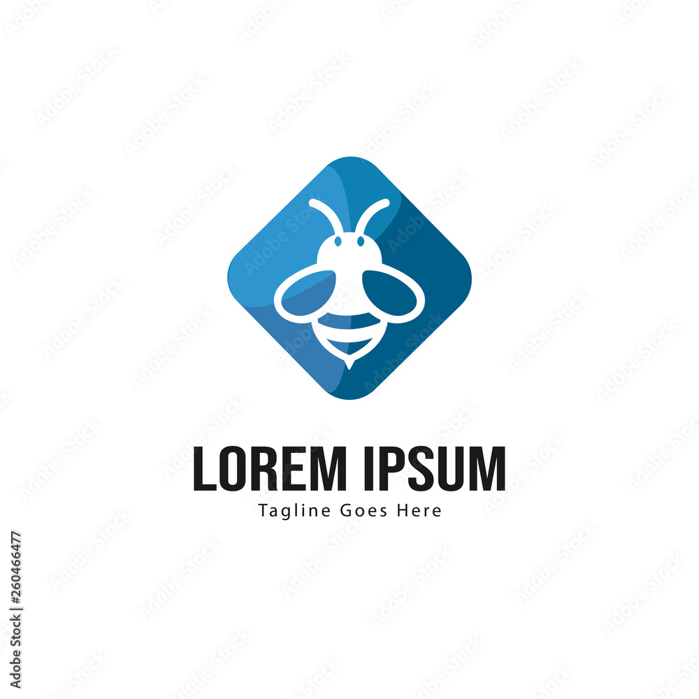 Bee logo template design. Minimalist bee logo with modern frame Bee logo template design. Minimalist bee logo with modern frame