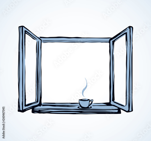 Open window. Vector drawing