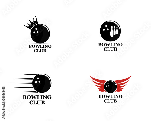 Vector set of bowling logos, bowling logo emblems and bowling logo design   elements
