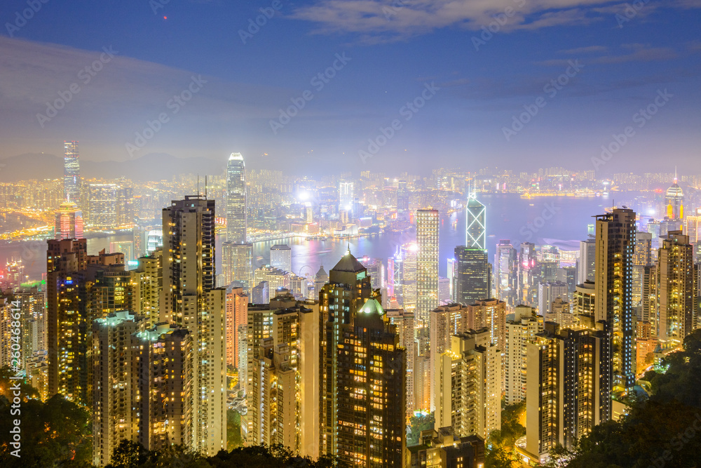 Hong Kong city at night, China