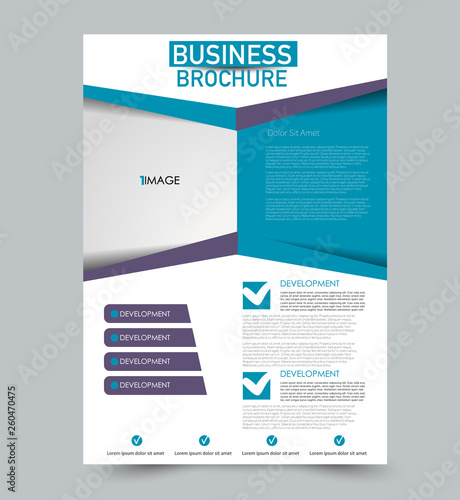 Purple and blue flyer vector design template set. Business brochure. Annual report or magazine cover.