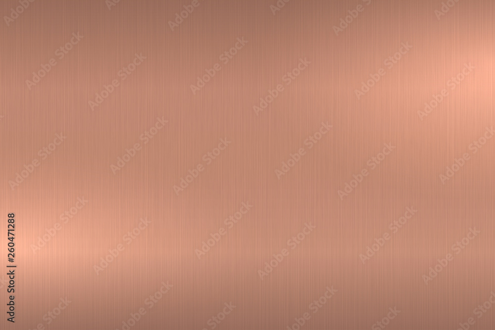 Rose gold brushed metallic texture. Shiny polished metal background