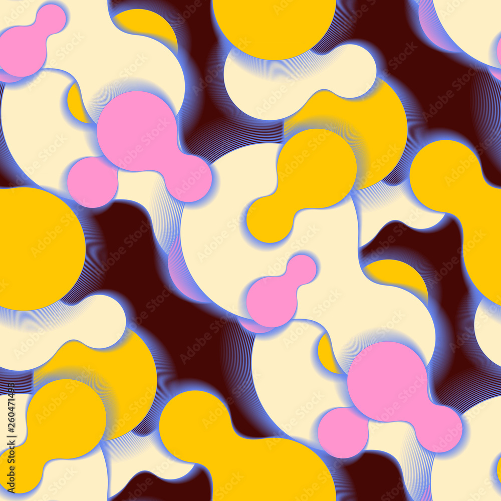 abstract seamless pattern with blobs shapes in retro shades