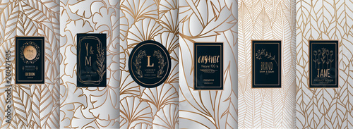 Collection of design elements,labels,icon,frames, for logo,packaging,design of luxury products.for perfume,soap,wine, lotion.Made with Isolated on black background.vector illustration