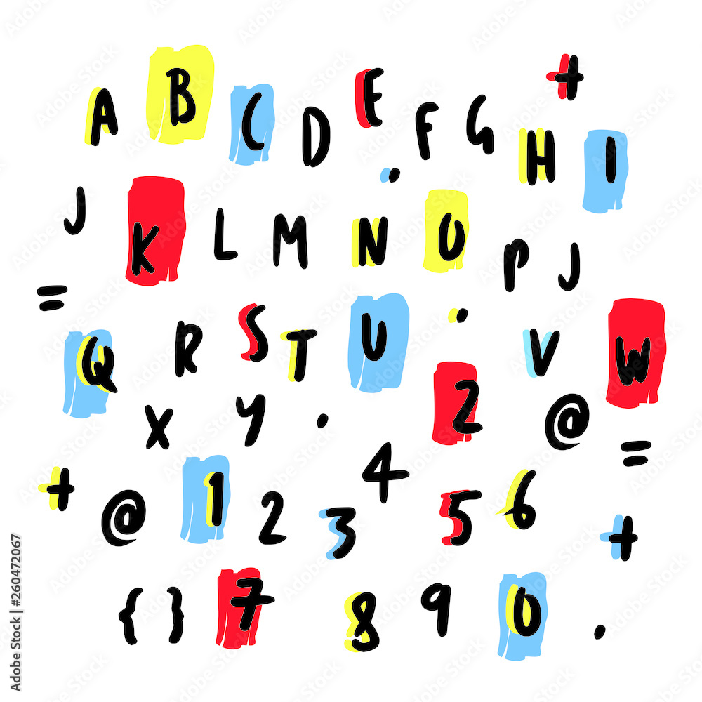 Colorful Letters and Numbers Hand Drawn Design Colorful Letters and Numbers Hand Drawn Design