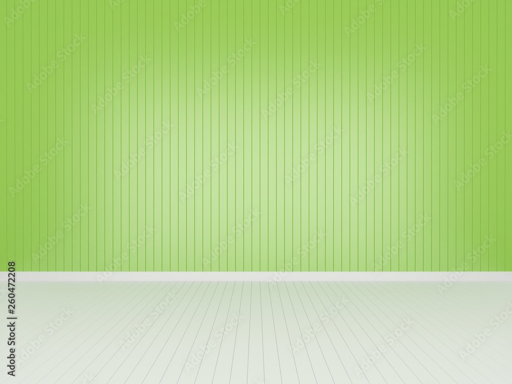Fototapeta premium lemon green wall with white wood floor ,3d rendering empty room