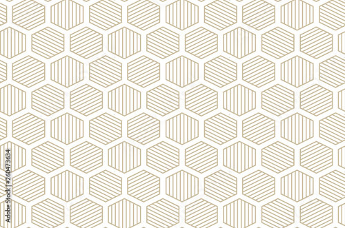 Abstract Seamless Pattern. Triangles Gold and white triangle Vector illustration