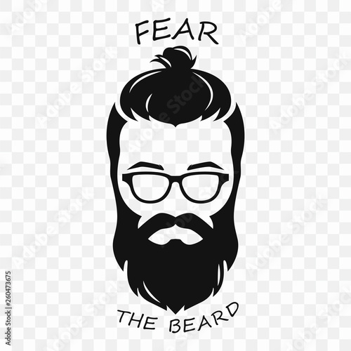 Silhouette of a bearded hipster. Bearded men, avatar, hipster with different haircut. Male face with a mustache and beard. Vector illustration with a transparent background for a plotter and print.