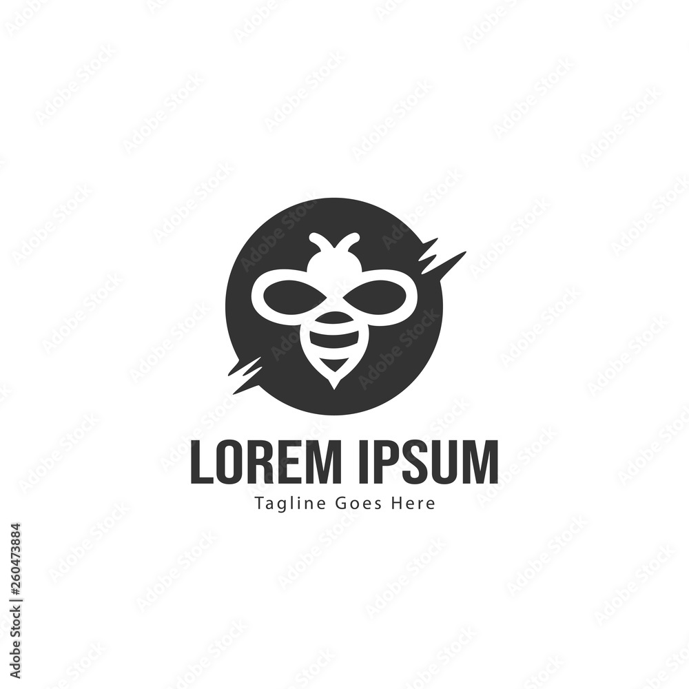 Bee logo template design. Minimalist bee logo with modern frame Bee logo template design. Minimalist bee logo with modern frame
