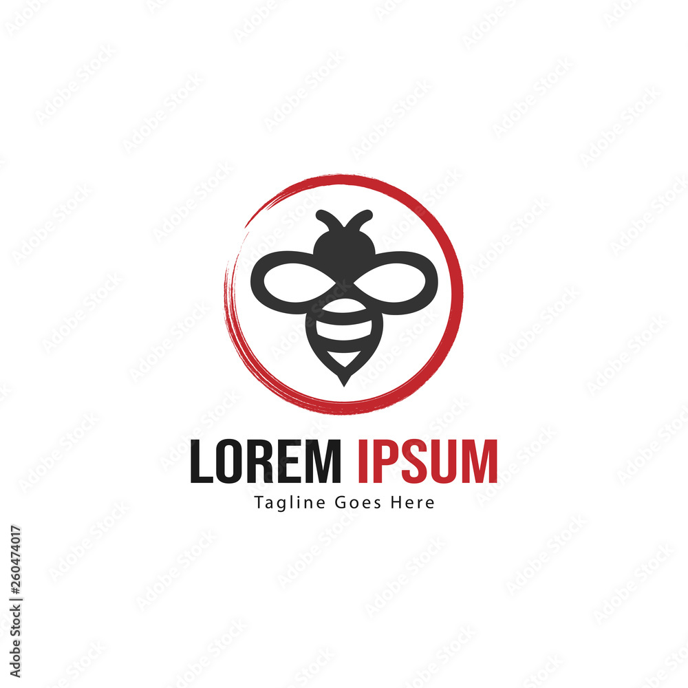 Bee logo template design. Minimalist bee logo with modern frame Bee logo template design. Minimalist bee logo with modern frame