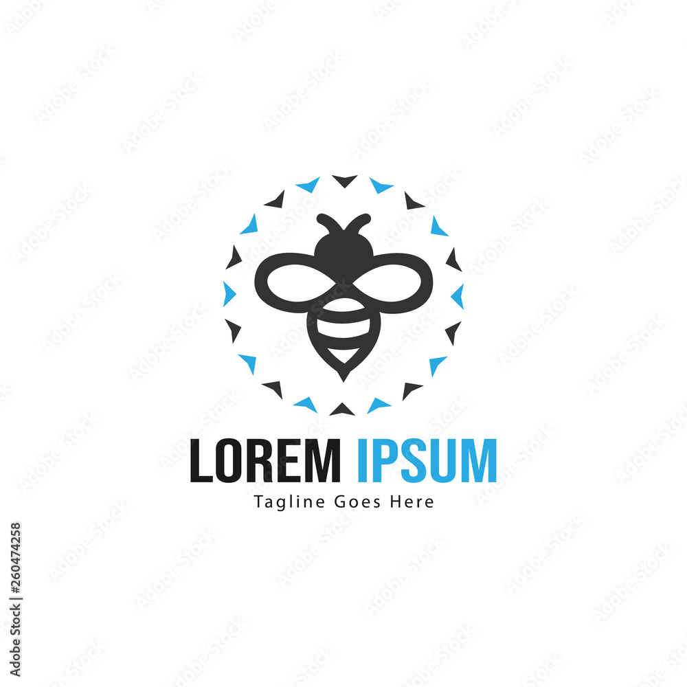 Bee logo template design. Minimalist bee logo with modern frame Bee logo template design. Minimalist bee logo with modern frame