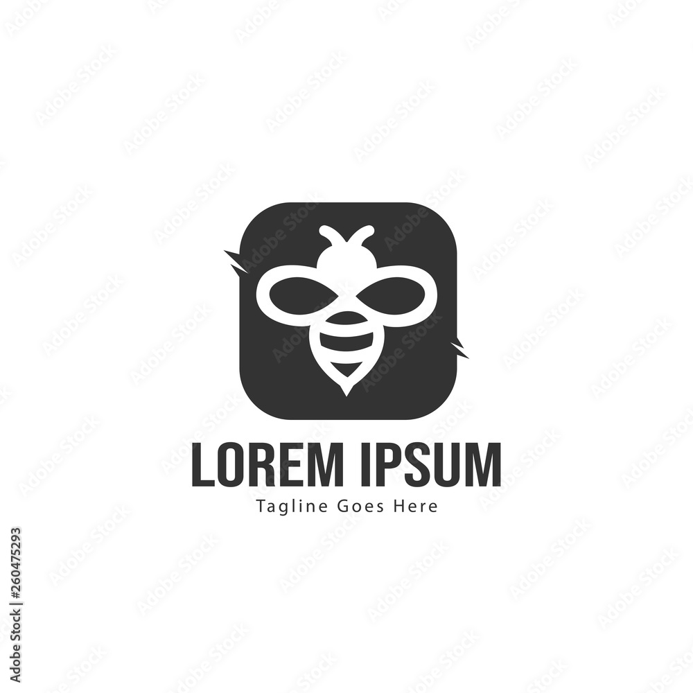 Bee logo template design. Minimalist bee logo with modern frame Bee logo template design. Minimalist bee logo with modern frame