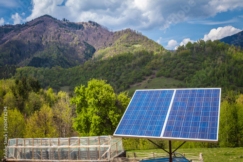 Solar pannels in a remote area in the mountains