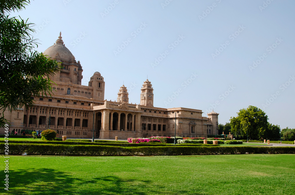 Umaid Bhawan Palace, one of the world's largest private residences, Jodhpur, Rajasthan, India.