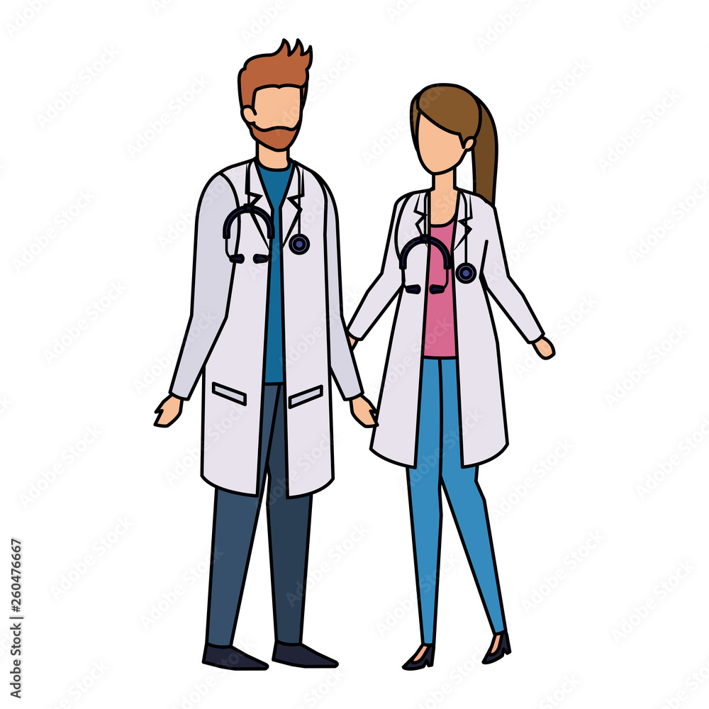 couple of professionals doctors avatars characters couple of professionals doctors avatars characters