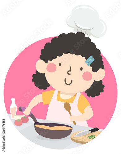 Kid Girl Chef Illustration