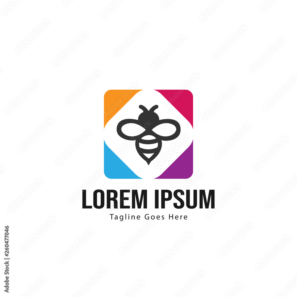 Bee logo template design. Minimalist bee logo with modern frame Bee logo template design. Minimalist bee logo with modern frame