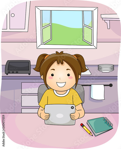Kid Girl Tablet Kitchen Stu...