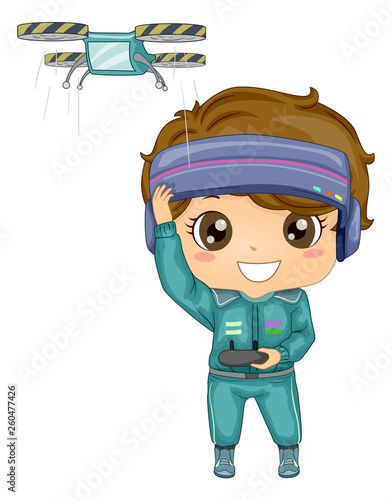 Kid Boy Drone Race Illustra...