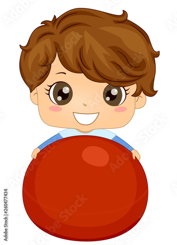 Kid Boy Exercise Ball Illus...
